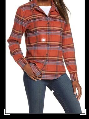 Patagonia Womens Orangic Cotton Flannel Plaid Button-Up Long Sleeve Shirt Medium